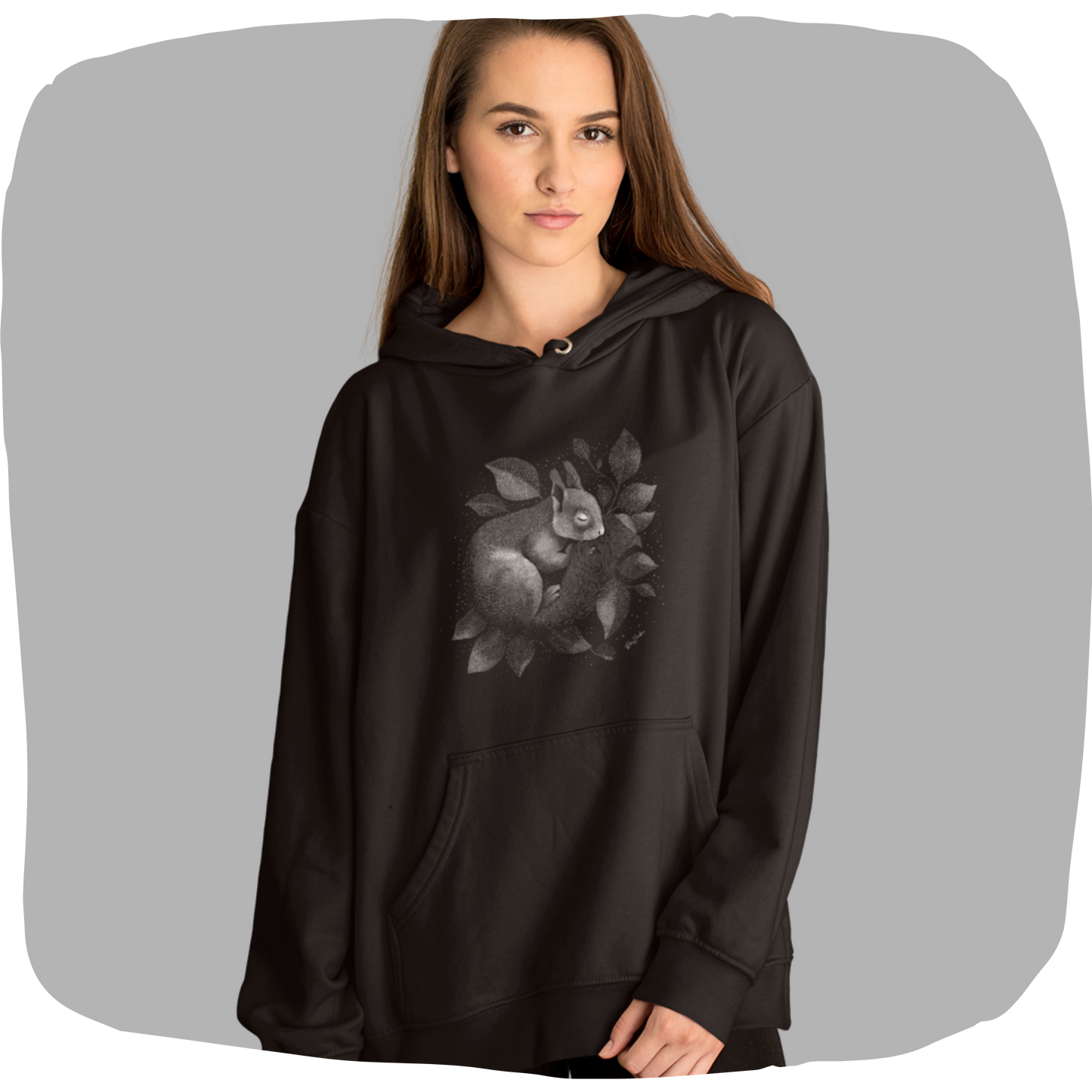 Sweat à capuche en coton durable – Écureuil qui dort