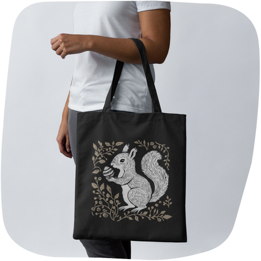 Sac tote recyclé - Motif d'écureuil - rose zombie