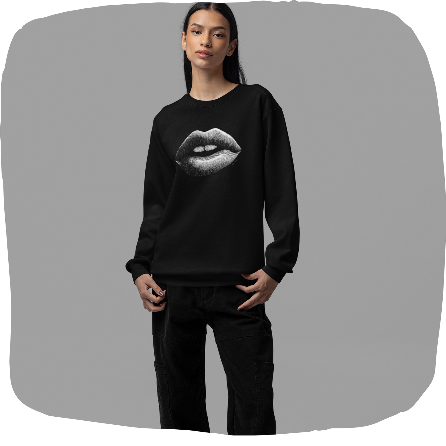 Pull en coton durable – Design lèvres graphiques