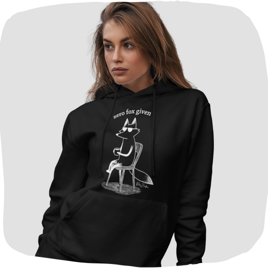 Sweat à capuche en coton bio – Imprimé amusant Zero Fox Given