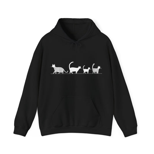 Sweat à capuche en coton durable – Chats en file indienne