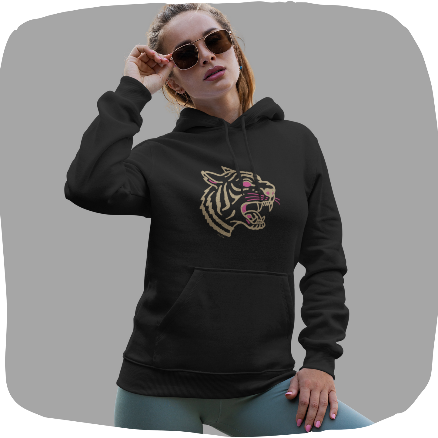 Sweat à capuche en coton durable – Motif de tête de tigre sauvage