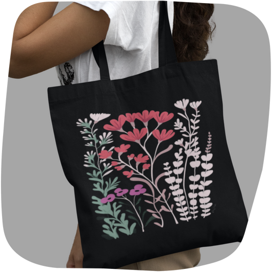 Sac tote en matériaux recyclés - Imprimé de fleurs
