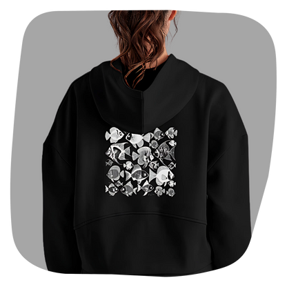 Sweatshirt à capuche court Mako - Motif marin - rose zombie