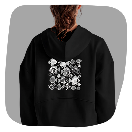 Sweatshirt à capuche court Mako - Motif marin - rose zombie