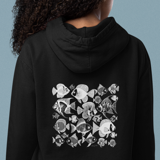 Sweatshirt à capuche court Mako - Motif marin - rose zombie