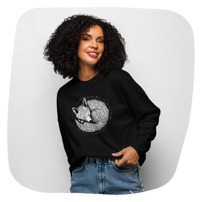 Pull court  en coton bio Foxy - Motif de renard - rose zombie