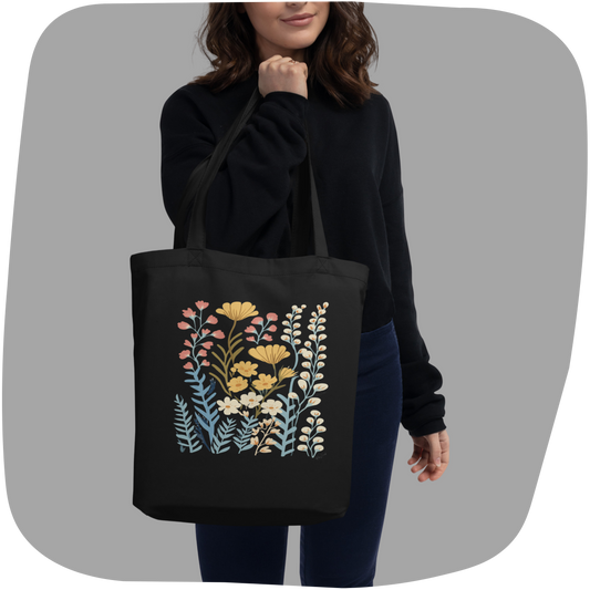 Sac tote en coton bio - Imprimé de fleurs
