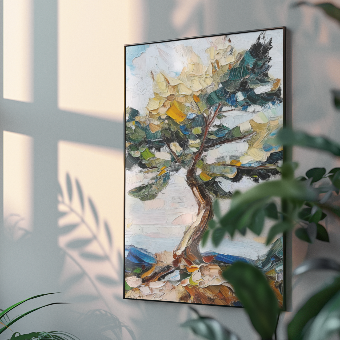 Póster impreso de un paisaje de estilo impresionista.