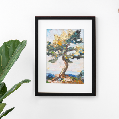 Póster impreso de un paisaje de estilo impresionista.