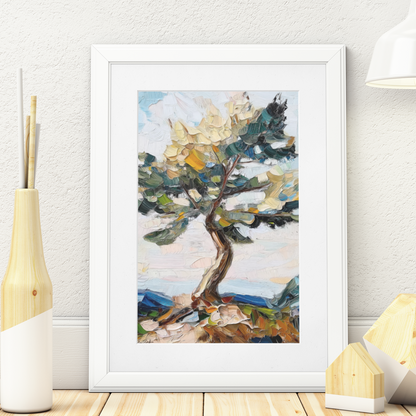 Póster impreso de un paisaje de estilo impresionista.
