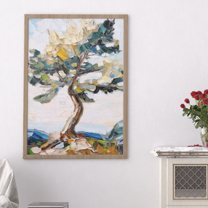 Póster impreso de un paisaje de estilo impresionista.