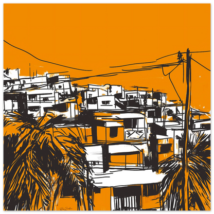 Caribbean landscape in sketch style