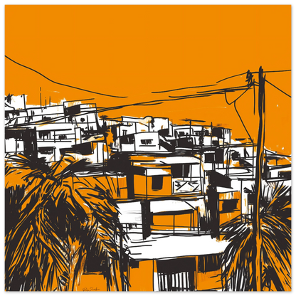 Caribbean landscape in sketch style