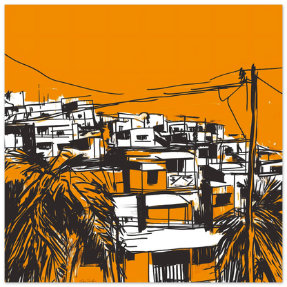 Caribbean landscape in sketch style