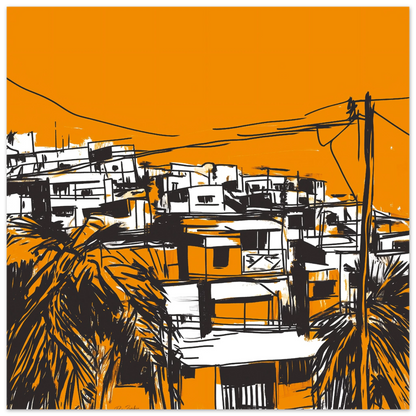 Caribbean landscape in sketch style