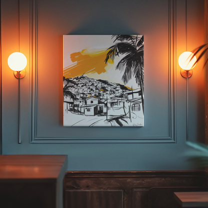 Poster imprimé écolo - Paysage des Caraïbes en style sketch