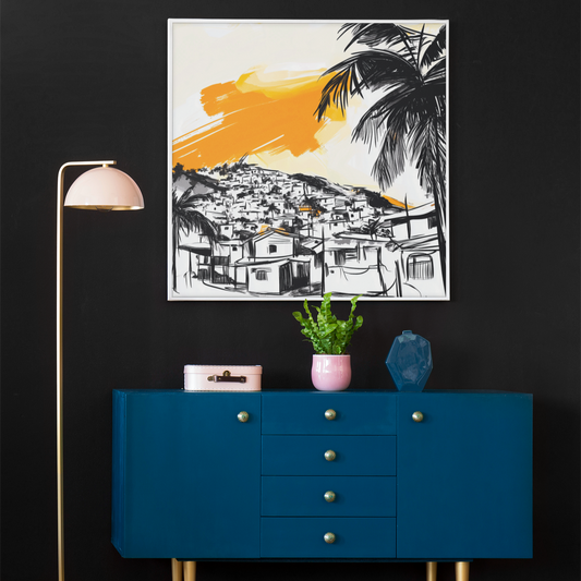 Poster imprimé écolo - Paysage des Caraïbes en style sketch
