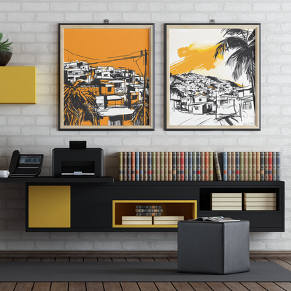 Poster imprimé écolo - Paysage des Caraïbes en style sketch