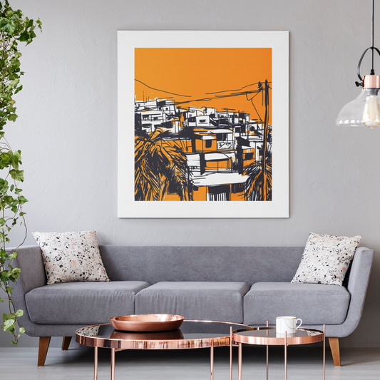 Poster imprimé écolo - Paysage des Caraïbes en style sketch
