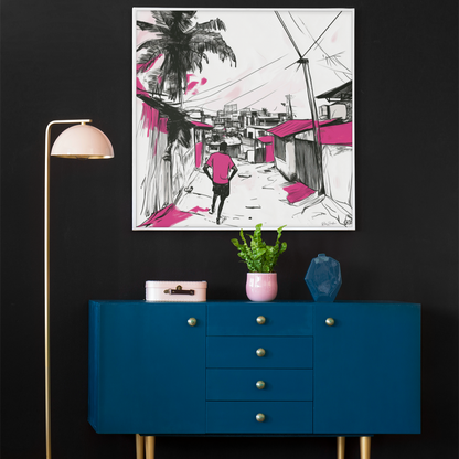Poster imprimé écolo - Paysage des Caraïbes en style sketch