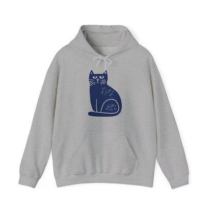 Sweat à capuche en coton durable – Chat bleu minimaliste