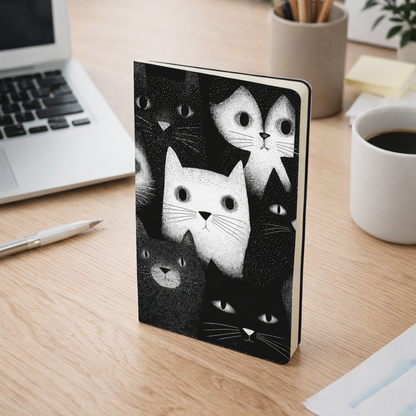Carnet écoresponsable – Petit – Illustration minimaliste de chats noir et blanc