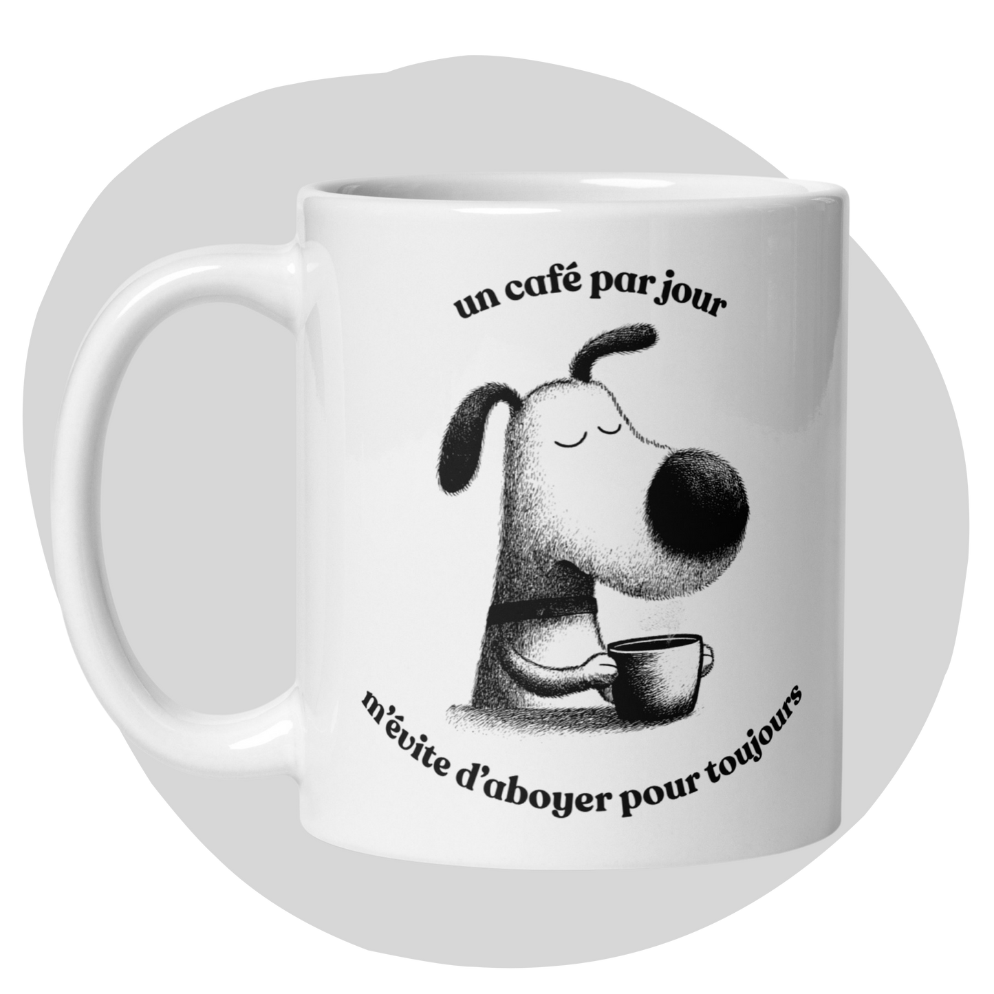 Tasse en céramique de 11 oz - Petit chien caféiné