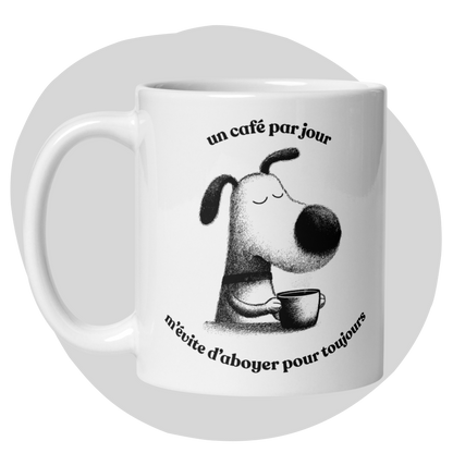 Tasse en céramique de 11 oz - Petit chien caféiné