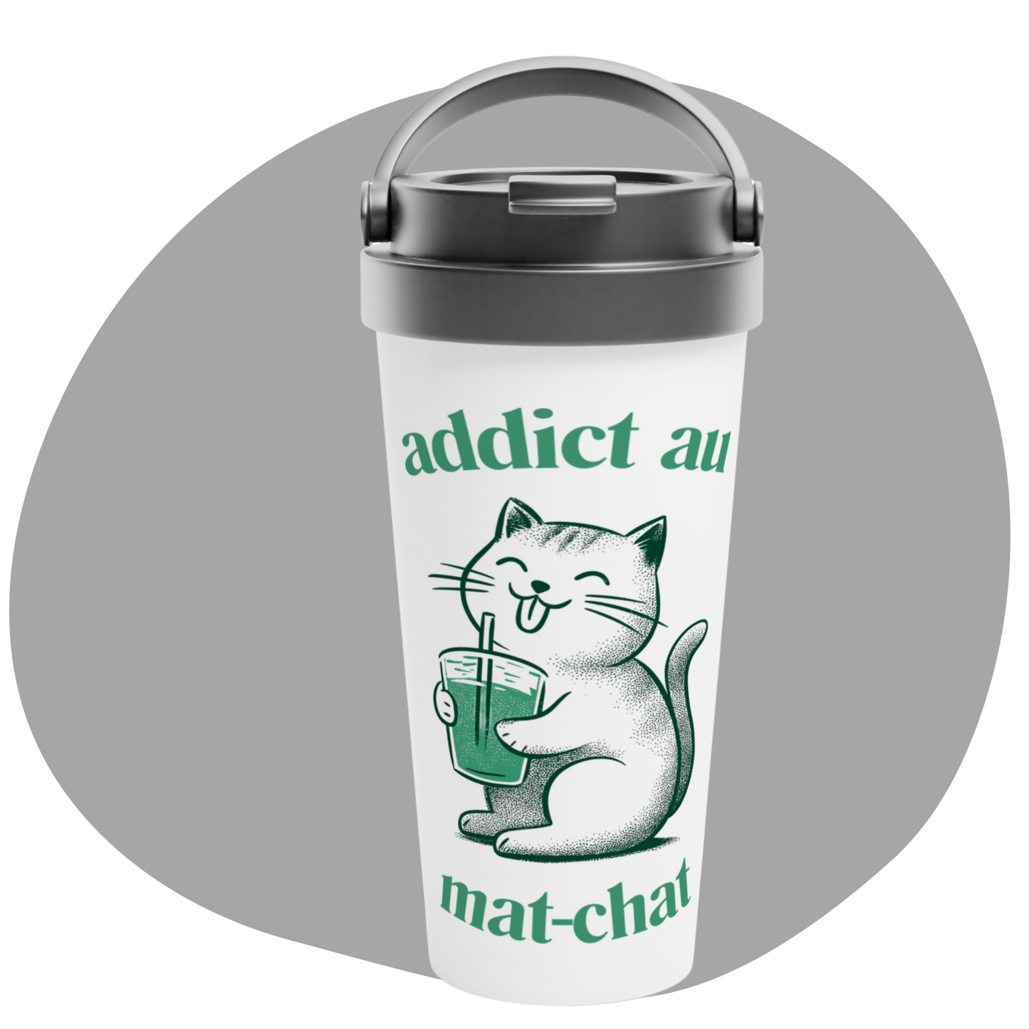 Tasse en acier inoxydable 15 oz - Addict au mat-chat
