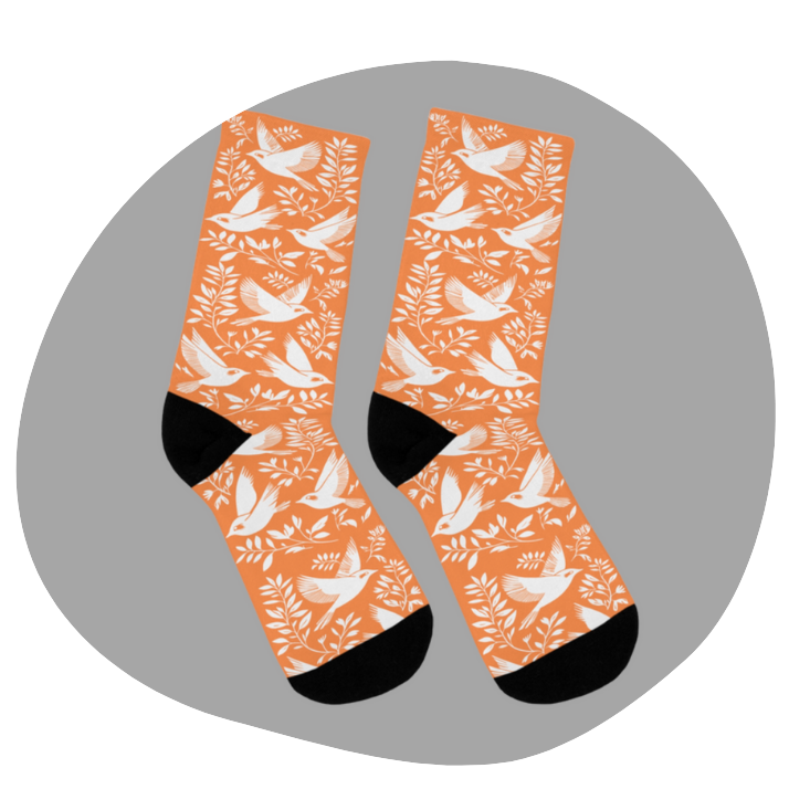 Chaussettes écolo - Motif d'oiseaux - rose zombie