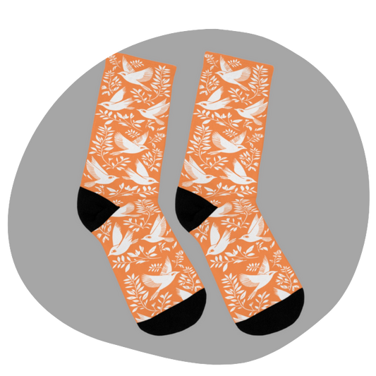 Chaussettes écolo - Motif d'oiseaux - rose zombie