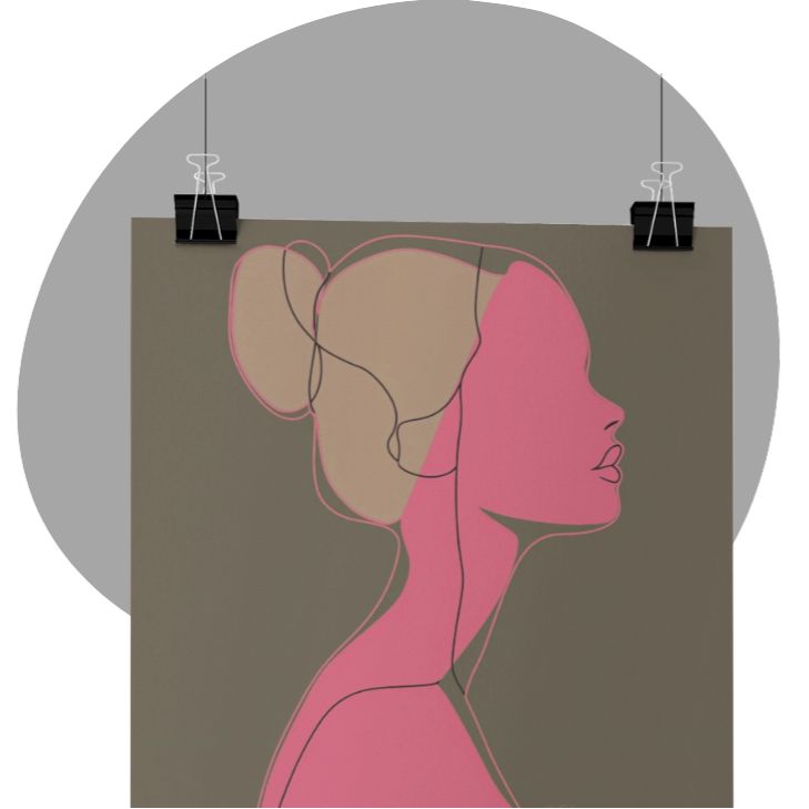Poster imprimé écolo - Profil de femme - rose zombie