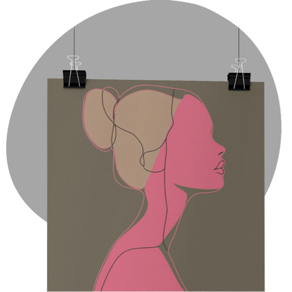 Poster imprimé écolo - Profil de femme - rose zombie