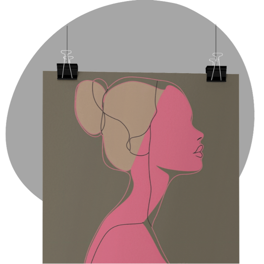 Poster imprimé écolo - Profil de femme - rose zombie