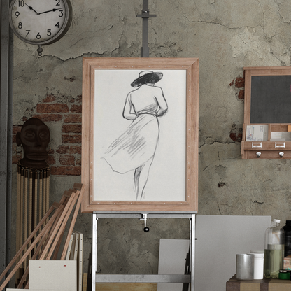 Póster impreso ecológico en estilo boceto de una mujer.