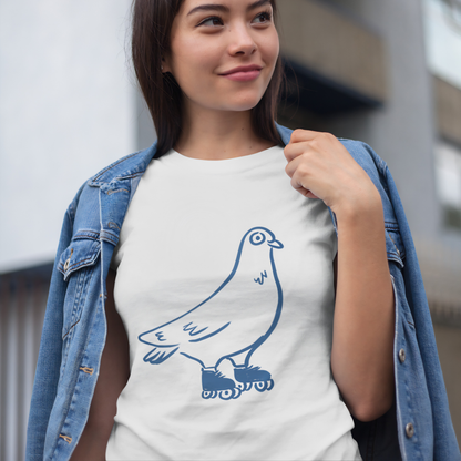 T-shirt écolo en coton durable - Imprimé amusant de pigeon