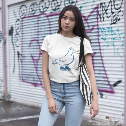 T-shirt écolo en coton durable - Imprimé amusant de pigeon