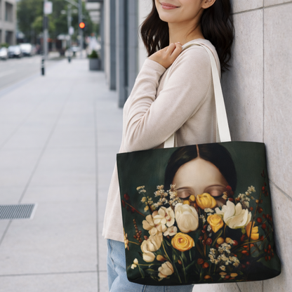 Sac tote large en coton éthique – Renaissance florale