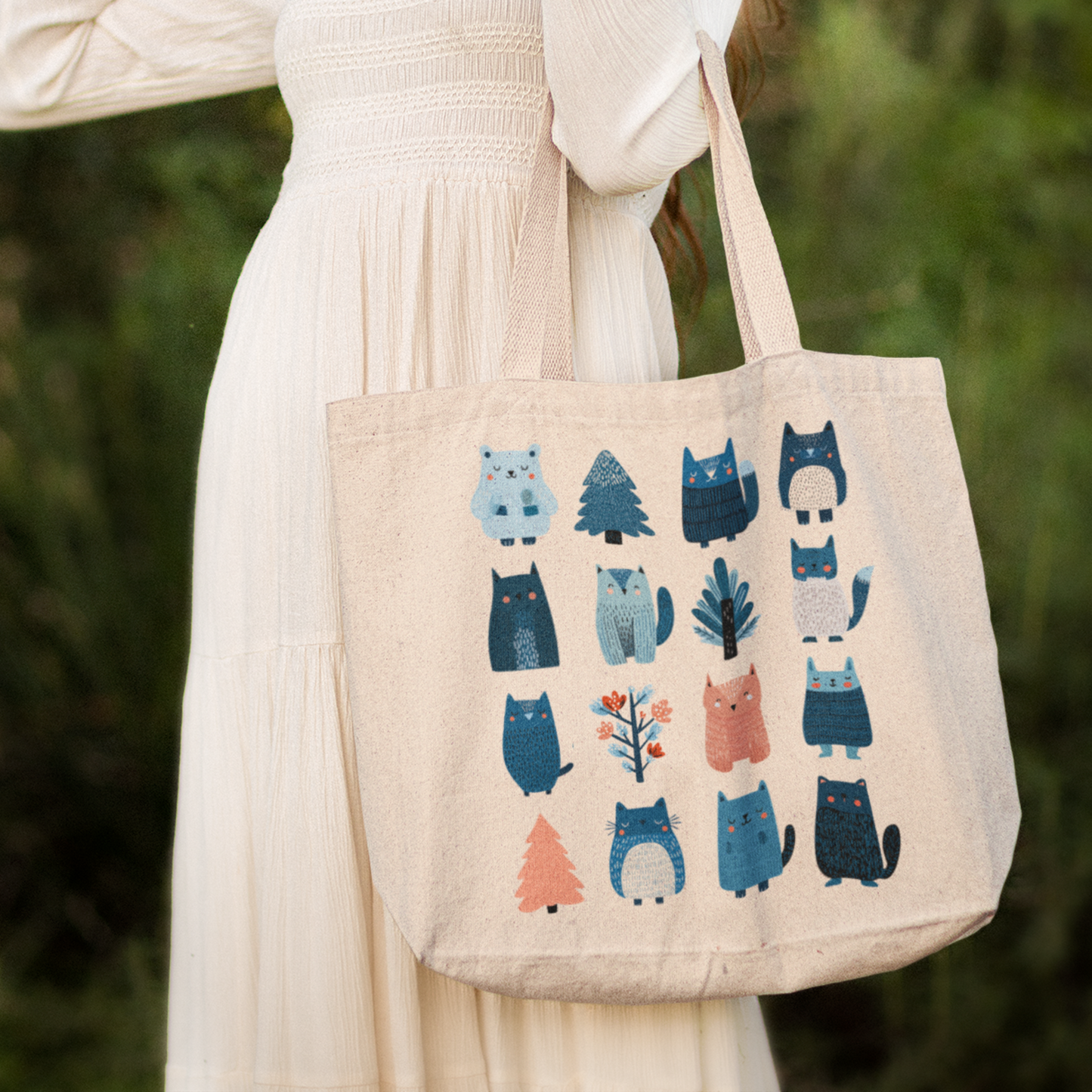 Sac tote en coton écolo - Faune de la forêt boréale