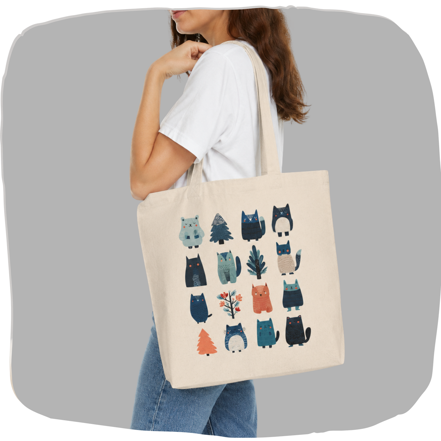 Sac tote en coton écolo - Faune de la forêt boréale
