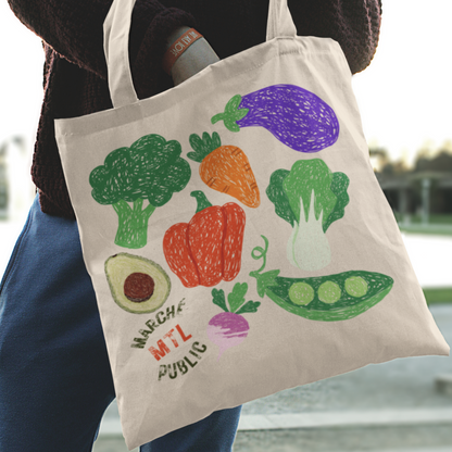 Sac tote beige en coton éthique - Marché publique Montréal