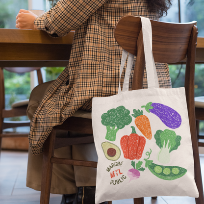 Sac tote beige en coton éthique - Marché publique Montréal
