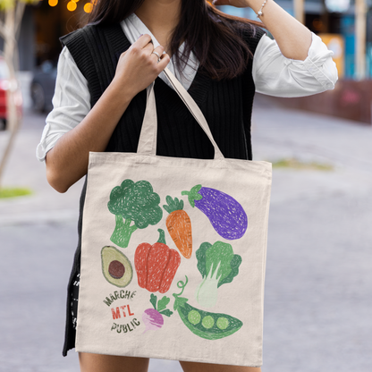Sac tote beige en coton éthique - Marché publique Montréal