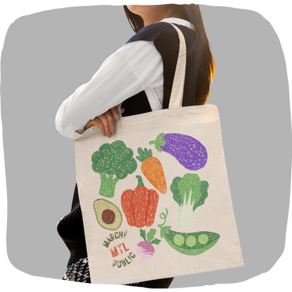 Sac tote beige en coton éthique - Marché publique Montréal