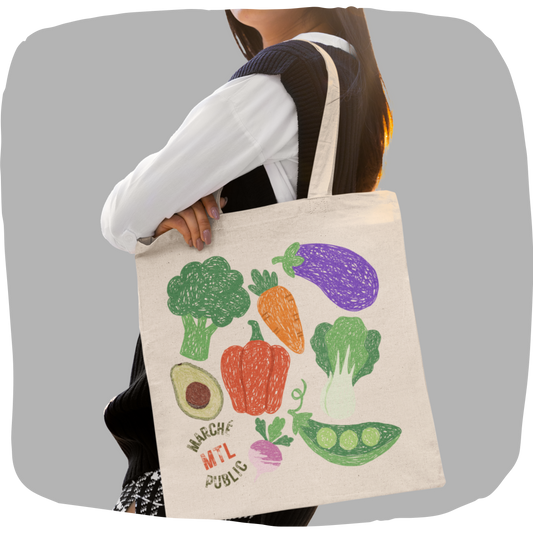 Sac tote beige en coton éthique - Marché publique Montréal
