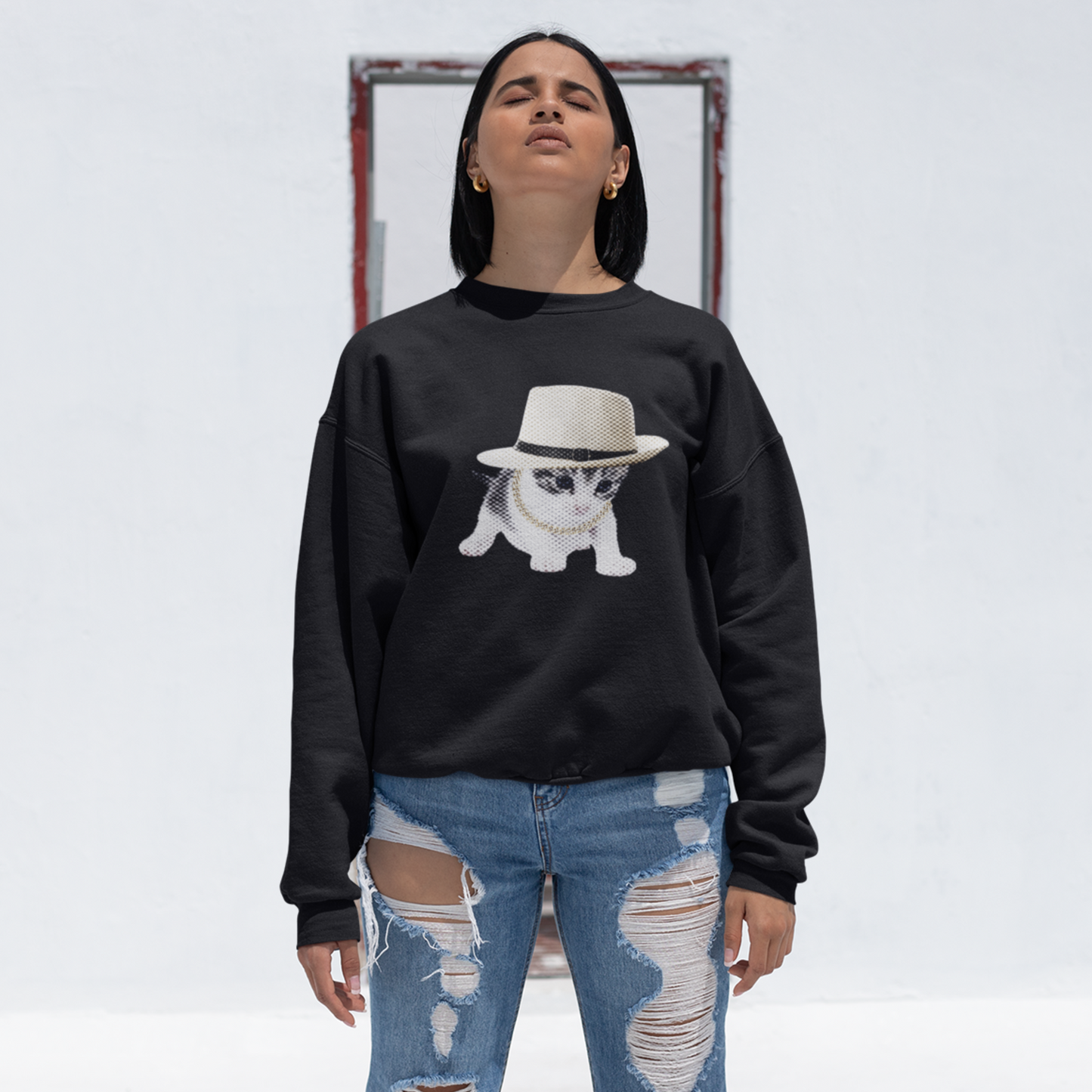 Pull en coton éthique - Chaton gangster