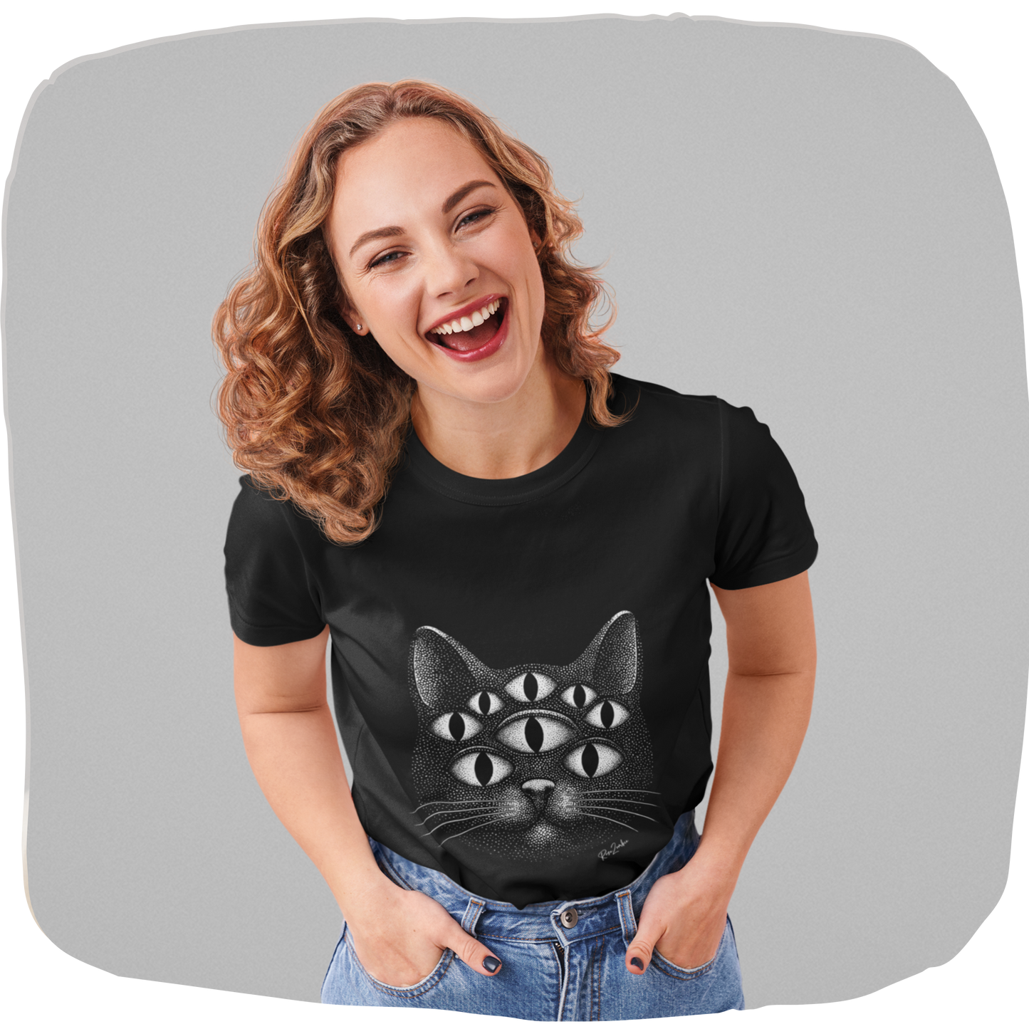 T-shirt en coton bio - Chat psychédélique
