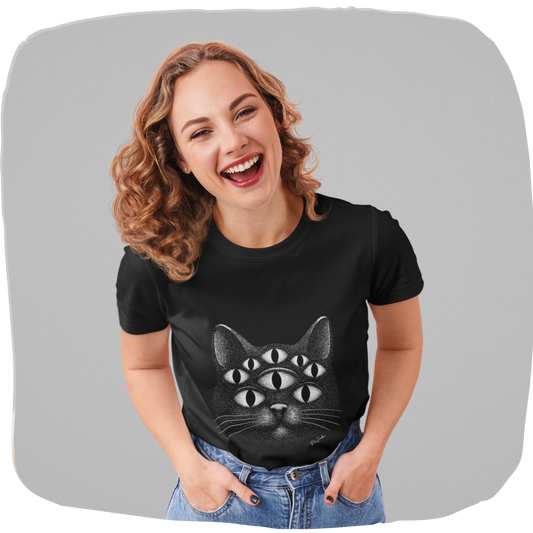 T-shirt en coton bio - Chat psychédélique