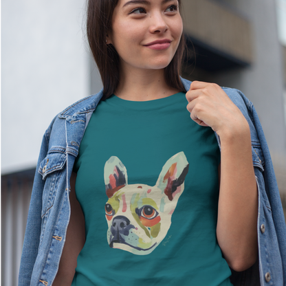 T-shirt en coton bio - Imprimé d'une tête de chien
